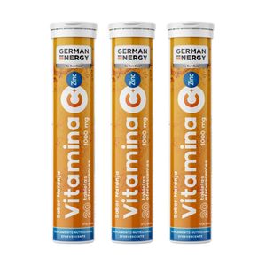 Pack x 3 German Energy Vitamina C + Zinc Tabletas Efervescentes Tubo 20 und c/u