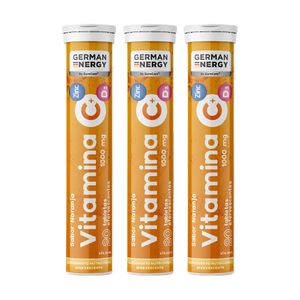 Pack x 3 German Energy Vitamina C + Zinc + D3 Tabletas Efervescentes Tubo 20 und c/u