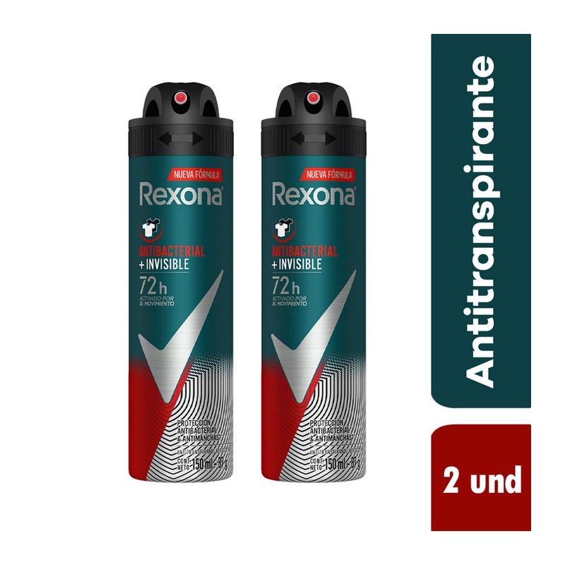 Pack Rexona Men Antibacterial Invisible Aerosol 150 ml